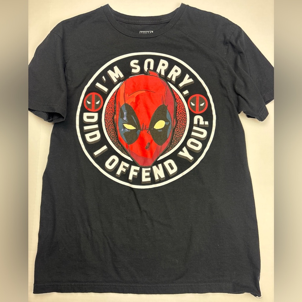 Deadpool Adult Medium T-Shirt Black Red I'm Sorry Did I Offend You Marvel Comics